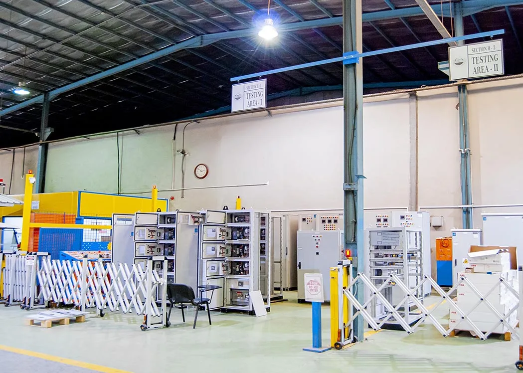 EAMFCO factory testing area for electrical panels
